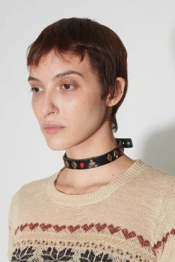 Smycke|Our Legacy 2 Cm Card Deck Choker Black Bridle Läder