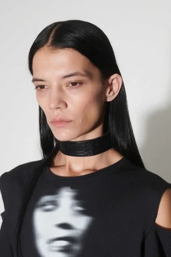 Smycke|Our Legacy 3 Cm Choker Laser Crack Svart Läder
