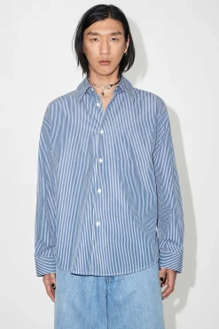 Skjorttyg|Our Legacy Coco 70S Shirt Blue Mid Mgmt Stripe