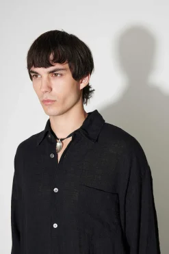 Skjorttyg|Our Legacy Coco Skjorta Washed Black Air Cotton