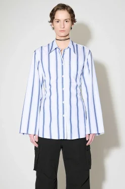 Skjorttyg|Our Legacy Daisy Shirt Blue Crypto Stripe