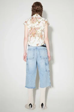 Skjorttyg|Our Legacy Daisy Shirt Kortarmad Vit Blommig Gobelangtryck