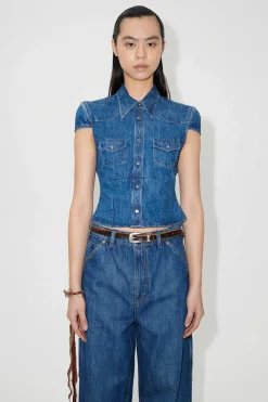 Skjorttyg|Our Legacy Daisy Shirt Shortsleeve Western Blue Denim