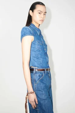 Skjorttyg|Our Legacy Daisy Shirt Shortsleeve Western Blue Denim