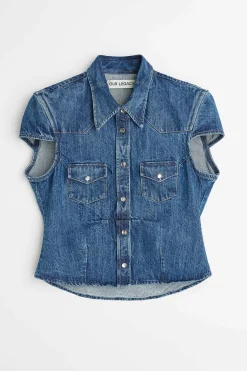Skjorttyg|Our Legacy Daisy Shirt Shortsleeve Western Blue Denim