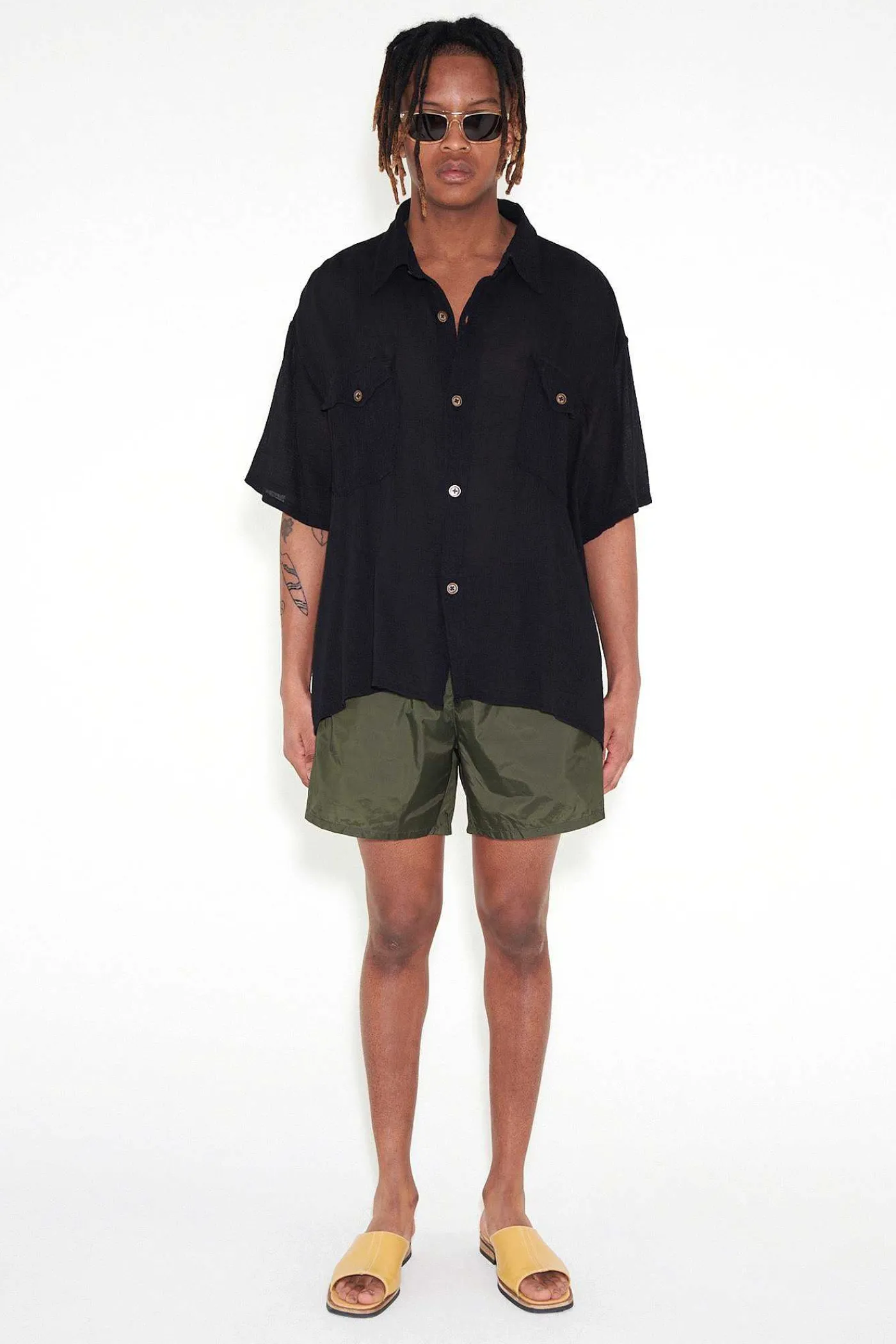 Shorts|Our Legacy Drape Tech Trunks Dark Olive