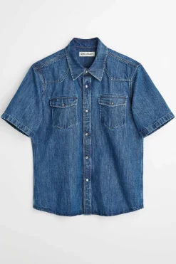 Skjorttyg|Our Legacy Frontier Shortsleeve Shirt Western Blue Denim