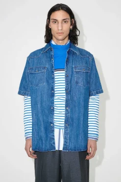 Skjorttyg|Our Legacy Frontier Shortsleeve Shirt Western Blue Denim