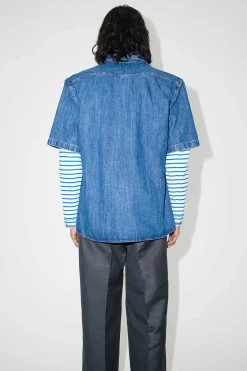 Skjorttyg|Our Legacy Frontier Shortsleeve Shirt Western Blue Denim