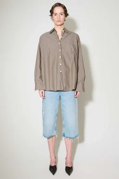Skjorttyg|Our Legacy Lant Skjorta Stone Khaki Fallskarm Poplin