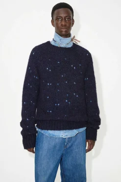 Stickat|Our Legacy Nal Drop Raglan Navy Fuzzy Mohpaca