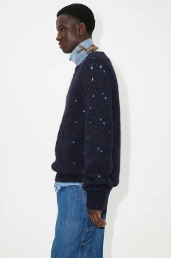 Stickat|Our Legacy Nal Drop Raglan Navy Fuzzy Mohpaca