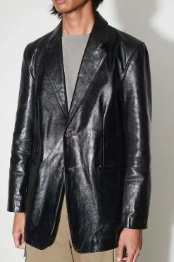 Läder|Our Legacy Oppnande Blazer True Dye Black Leather