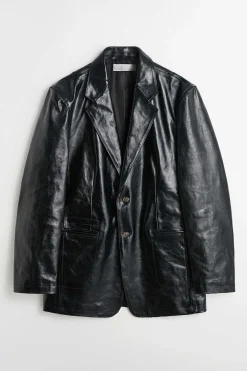 Läder|Our Legacy Oppnande Blazer True Dye Black Leather