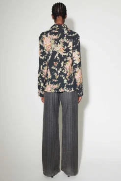 Skjorttyg|Our Legacy Sanctuary Shirt Svart Blommig Gobelangtryck