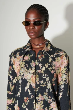 Skjorttyg|Our Legacy Sanctuary Shirt Svart Blommig Gobelangtryck