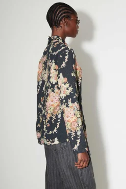 Skjorttyg|Our Legacy Sanctuary Shirt Svart Blommig Gobelangtryck
