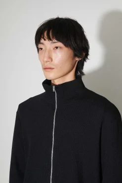 Jersey|Our Legacy Shrunken Fullzip Polo Black Rib