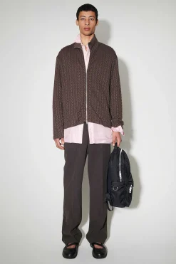 Jersey|Our Legacy Shrunken Fullzip Polo Indulgent Choco Cable Jacquard