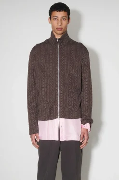 Jersey|Our Legacy Shrunken Fullzip Polo Indulgent Choco Cable Jacquard