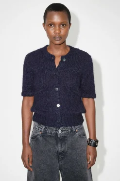 Stickat|Our Legacy Shrunken Shortsleeve Navy Fuzzy Mohpaca