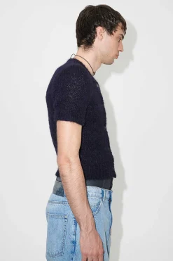 Stickat|Our Legacy Shrunken Shortsleeve Navy Fuzzy Mohpaca