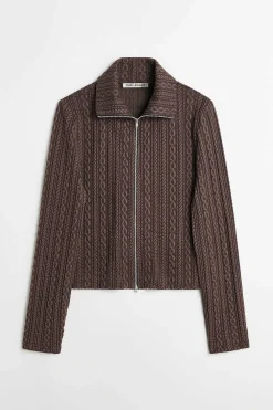 Jersey|Our Legacy Smal Dragkedja Och Langarmad Overseende Chokokabel Jacquard