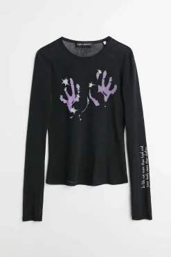 Jersey|Our Legacy Super Slim Langarmad Lilac Taste Of Hand Print
