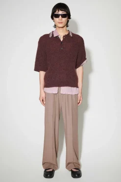 Stickat|Our Legacy Traditionell Polo Euro Aubergine Fuzzy Alpaca