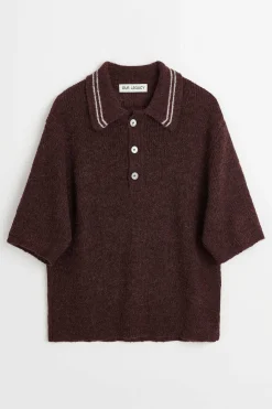 Stickat|Our Legacy Traditionell Polo Euro Aubergine Fuzzy Alpaca