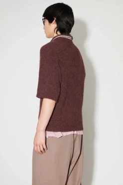 Stickat|Our Legacy Traditionell Polo Euro Aubergine Fuzzy Alpaca