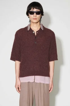 Stickat|Our Legacy Traditionell Polo Euro Aubergine Fuzzy Alpaca