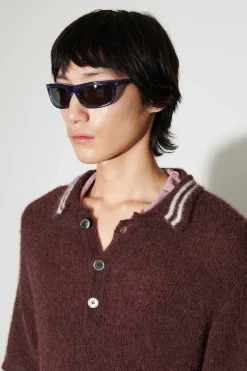Stickat|Our Legacy Traditionell Polo Euro Aubergine Fuzzy Alpaca