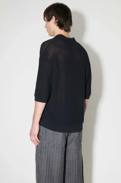 Stickat|Our Legacy Traditionell Polo Shadow Black Crispy Cotton